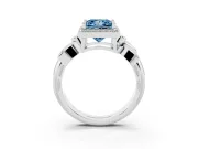 Princess Cut Floral Halo Engagement Ring Setting for a Fancy Blue Lab-Grown Diamond | Platinum