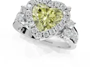 Heart-Shaped Halo Engagement Ring Setting for a Fancy Yellow Lab-Grown Diamond | Graduated Channel Band | White Gold