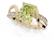 Radiant Cut Bypass Solitaire Engagement Ring Setting for a Fancy Yellow Lab-Grown Diamond | Pavé Strands | Yellow Gold