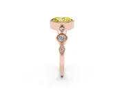 Fancy Yellow Oval Cut Diamond Vintage-Inspired Milgrain Ring Set in Rose gold with Marquise Stations of Round Accents