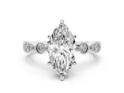 Marquise Vintage Milgrain Solitaire Engagement Ring Setting | Bezel Accents | Platinum