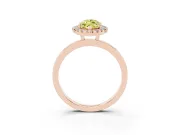Fancy Yellow Marquise Cut Diamond Halo Solitaire Ring Set in Rose gold with Pavé Band and Prong Setting