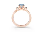Fancy Blue Three-Stone Oval Cut Diamond Twist Band Ring Set in Rose gold with Pavé Accents and Prong Setting