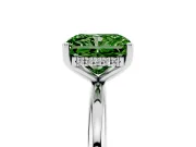 Fancy Green Radiant Cut Diamond Solitaire Engagement Ring Set in Silver with Prong Setting and Polished Band