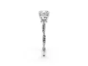Cushion Cut Diamond Solitaire Ring Set in Platinum with Twisted Band and Bead Prong Setting