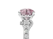Round Pavé Solitaire Engagement Ring Setting for a Fancy Pink Lab-Grown Diamond | Crossover Gallery | Sterling Silver