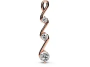 Round Lab-Grown Diamond Three-Stone Vertical Zigzag Pendant Necklace | Loop Bail | Rose Gold