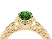 Radiant Cut Floral Pavé Engagement Ring Setting for a Fancy Green Lab-Grown Diamond | Yellow Gold