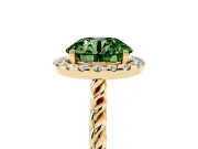 Round Rope Halo Engagement Ring Setting for a Fancy Green Lab-Grown Diamond | Yellow Gold