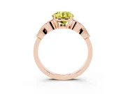 Fancy Yellow Round Cut Diamond Milgrain Leaf Band Solitaire Ring Set in Rose gold with Accent Stones and Prong Setting