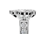 Pear-Shaped Halo Side Cluster Engagement Ring Setting | Graduated Channel Band | Sterling Silver