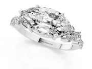 Marquise Scattered Accent Engagement Ring Setting | Slim Band | Platinum