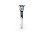 Heart-Shaped Three Stone Engagement Ring Setting for a Fancy Blue Lab-Grown Diamond | Plain Squared Band | Platinum