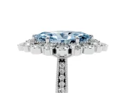Marquise Scalloped Halo Engagement Ring Setting for a Fancy Blue Lab-Grown Diamond | Milgrain Edges | Sterling Silver