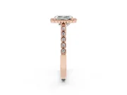 Radiant Cut Vintage Milgrain Halo Engagement Ring Setting | Beaded Pavé Shoulders | Rose Gold