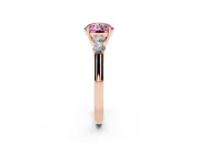 Round Close Set Five Stone Engagement Ring Setting for a Fancy Pink Lab-Grown Diamond | Rose Gold