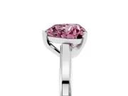 Fancy Pink Heart Cut Diamond Solitaire Ring Set in Silver with Prong Setting and Classic Band