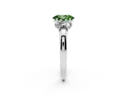 Oval Three Stone Engagement Ring Setting for a Fancy Green Lab-Grown Diamond | Matching Side Stones | White Gold