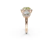 Round Three Stone Halo Engagement Ring Setting for a Fancy Yellow Lab-Grown Diamond | Rose Gold