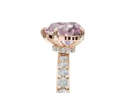 Heart-Shaped Hidden Halo Engagement Ring Setting for a Fancy Pink Lab-Grown Diamond | Pavé Band | Rose Gold