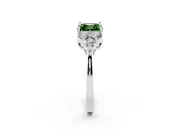 Fancy Green Asscher Cut Diamond Solitaire Ring Set in Platinum with Cluster Accents on Each Side