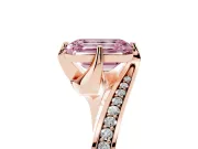 Emerald Cut Bypass Pavé Solitaire Engagement Ring Setting for a Fancy Pink Lab-Grown Diamond | Angled Head | Rose Gold
