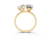 Round Cut and Emerald Cut Toi Moi Ring Set in Yellow gold with Prong Setting