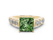 Princess Cut Engagement Ring Setting for a Fancy Green Lab-Grown Diamond | Yellow Gold - Design NV-24643