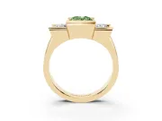 Oval Channel-Set Three Stone Engagement Ring Setting for a Fancy Green Lab-Grown Diamond | Wide Flat Band | Yellow Gold