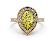 Pear-Shaped Halo Engagement Ring Setting for a Fancy Yellow Lab-Grown Diamond | Yellow Gold - Design NV-24721