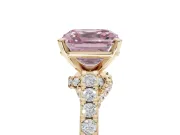 Asscher Cut Pavé Solitaire Engagement Ring Setting for a Fancy Pink Lab-Grown Diamond | Crossover Gallery | Yellow Gold