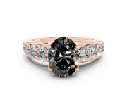 Oval Graduated Engagement Ring Setting for a Black Center | Rose Gold
