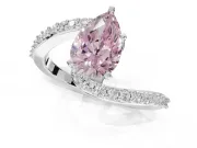 Pear-Shaped Bypass Pavé Engagement Ring Setting for a Fancy Pink Lab-Grown Diamond | Sterling Silver