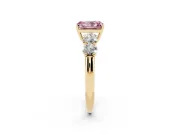 Radiant Cut Five Stone Engagement Ring Setting for a Fancy Pink Lab-Grown Diamond | Prong Set Side Stones | Yellow Gold