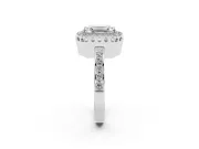Emerald Cut Vintage Milgrain Halo Engagement Ring Setting | Pierced Gallery | White Gold