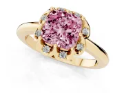 Cushion Cut Petal Halo Engagement Ring Setting for a Fancy Pink Lab-Grown Diamond | Yellow Gold