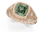 Asscher Cut Vintage Bezel Engagement Ring Setting for a Fancy Green Lab-Grown Diamond | Rose Gold