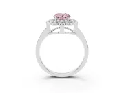 Oval Scalloped Cluster Halo Engagement Ring Setting for a Fancy Pink Lab-Grown Diamond | Plain Band | Platinum