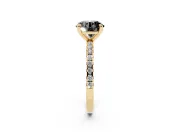 Round Petite Pavé Solitaire Engagement Ring Setting for a Black Center | Slim Band | Yellow Gold