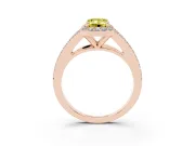 Emerald Cut Halo Engagement Ring Setting for a Fancy Yellow Lab-Grown Diamond | V-Split Pavé Band | Rose Gold