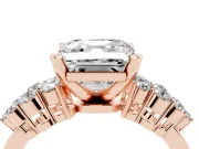 Asscher Cut Diamond Cluster Engagement Ring Set in Rose gold with Pavé Band and Prong Setting