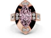 Marquise Milgrain Sectioned Halo Engagement Ring Setting for a Fancy Pink Lab-Grown Diamond | Rose Gold