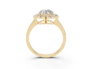 Round Scalloped Cluster Halo Engagement Ring Setting | Plain Band | Yellow Gold