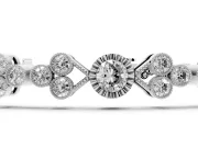 Round Lab-Grown Diamond Vintage Bezel Tennis Bracelet | Milgrain Trio Clusters | Sterling Silver
