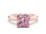Princess Cut Solitaire Engagement Ring Setting for a Fancy Pink Lab-Grown Diamond | Flat Tab Prongs | Rose Gold