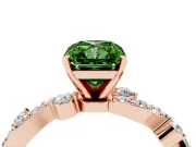 Radiant Cut Twisted Pavé Engagement Ring Setting for a Fancy Green Lab-Grown Diamond | Bar Stations | Rose Gold