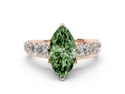 Marquise Graduated Engagement Ring Setting for a Fancy Green Lab-Grown Diamond | Rose Gold