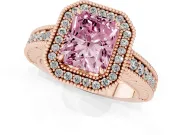 Radiant Cut Halo Engagement Ring Setting for a Fancy Pink Lab-Grown Diamond | Rose Gold