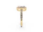 Emerald Cut Halo Engagement Ring Setting | Graduated Pavé Band | Yellow Gold