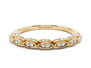 Marquise Motif Diamond Openwork Eternity Band Set in Yellow gold with Pavé and Bezel Setting